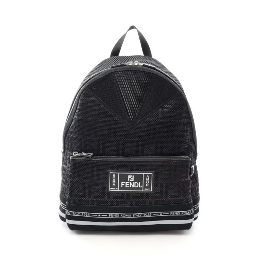Fendi Zucca Mesh Backpack Suede Black